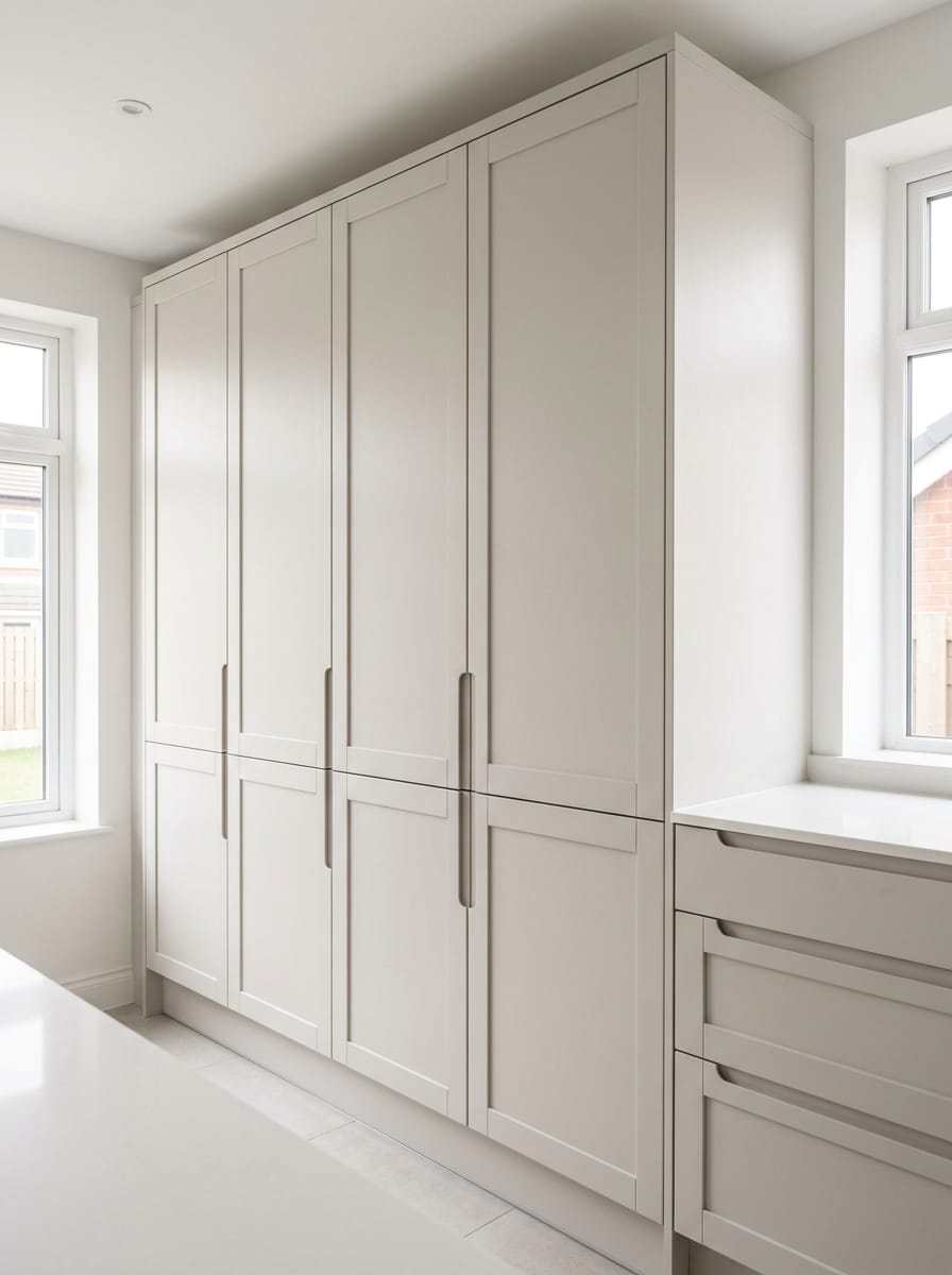 Bespoke kitchen installation, full-height cabinetry and considered storage design