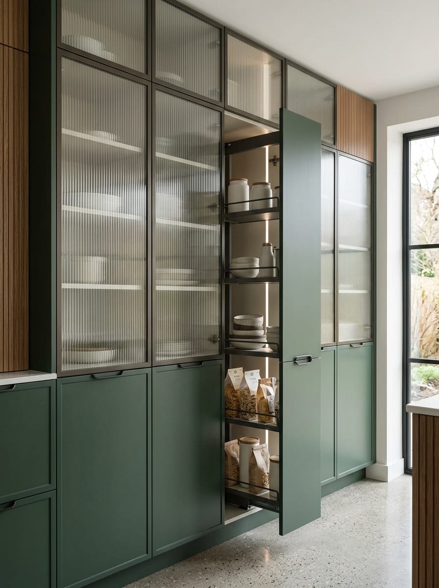 Bespoke kitchen installation, full-height cabinetry and considered storage design
