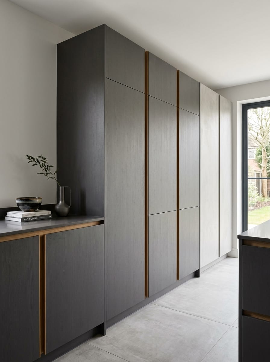 Bespoke kitchen installation, full-height cabinetry and considered storage design