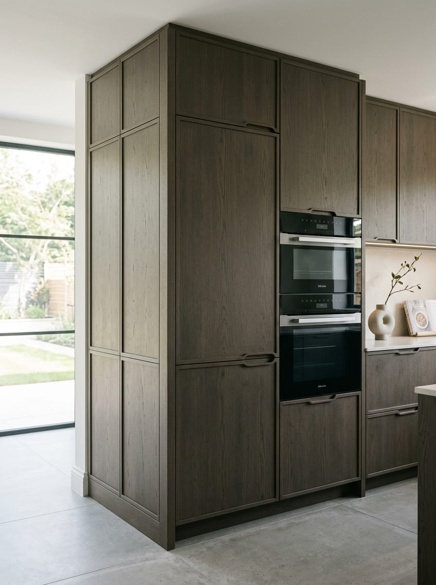 Bespoke kitchen installation, full-height cabinetry and considered storage design