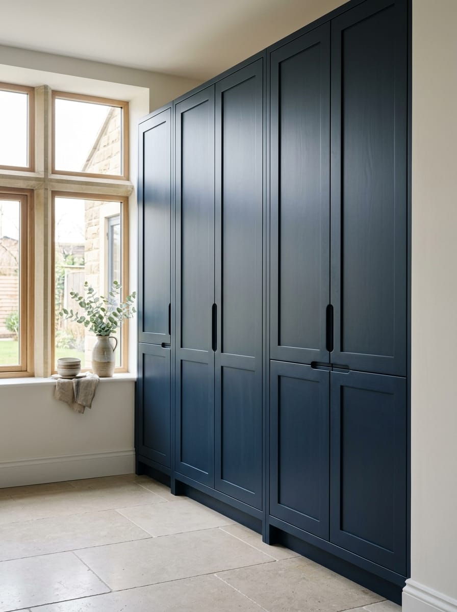 Bespoke kitchen installation, full-height cabinetry and considered storage design