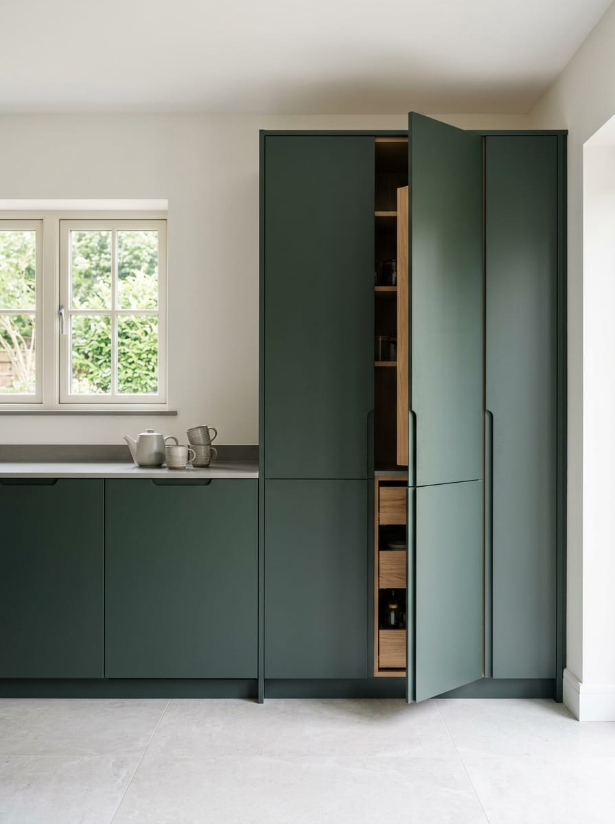 Bespoke kitchen installation, full-height cabinetry and considered storage design
