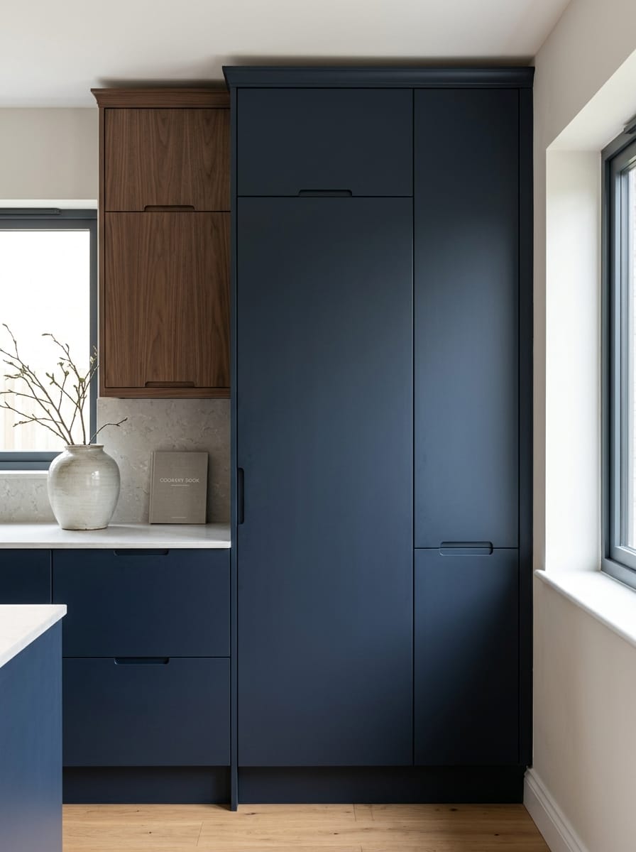 Bespoke kitchen installation, full-height cabinetry and considered storage design