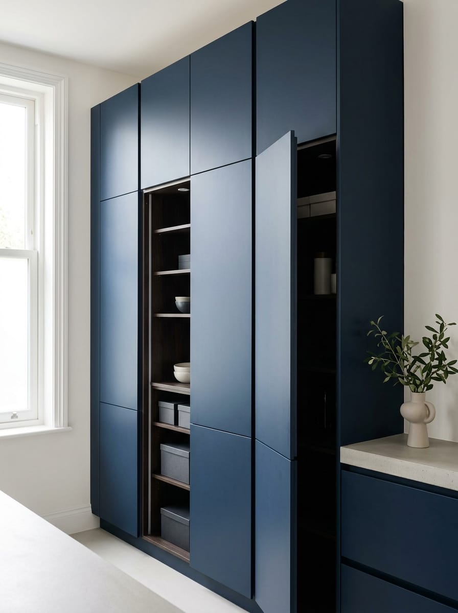 Bespoke kitchen installation, full-height cabinetry and considered storage design