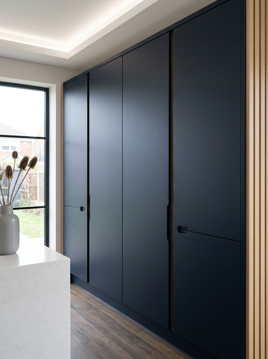 Bespoke kitchen installation, full-height cabinetry and considered storage design