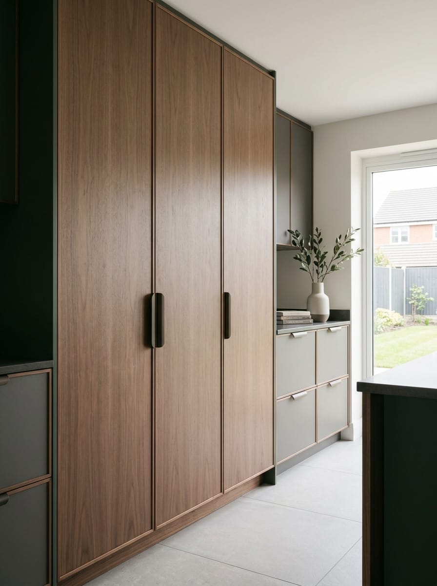Bespoke kitchen installation, full-height cabinetry and considered storage design