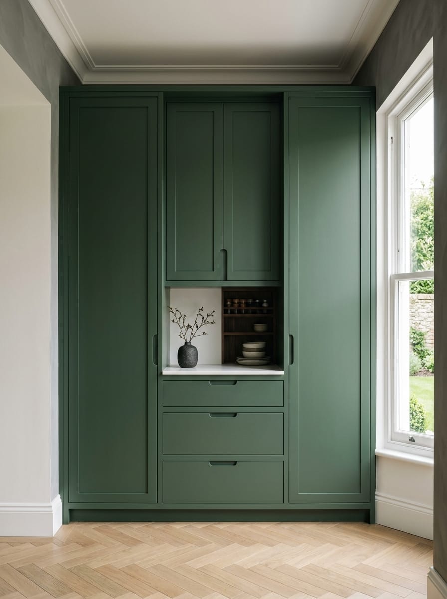 Bespoke kitchen installation, full-height cabinetry and considered storage design