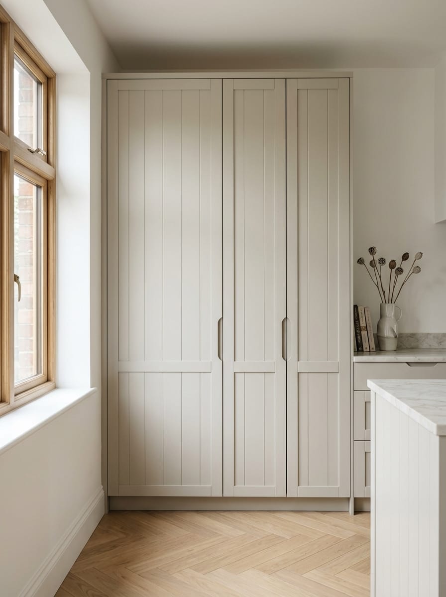 Bespoke kitchen installation, full-height cabinetry and considered storage design