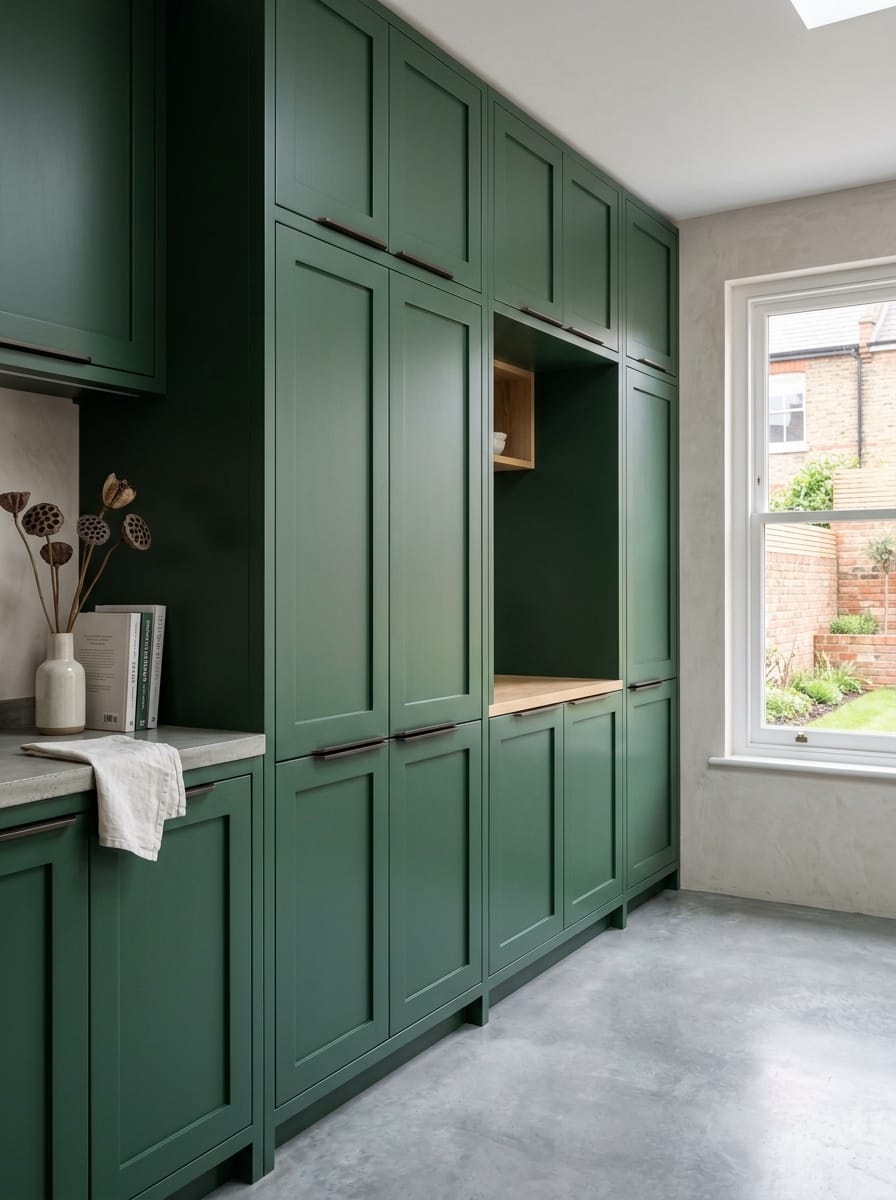 Bespoke kitchen installation, full-height cabinetry and considered storage design