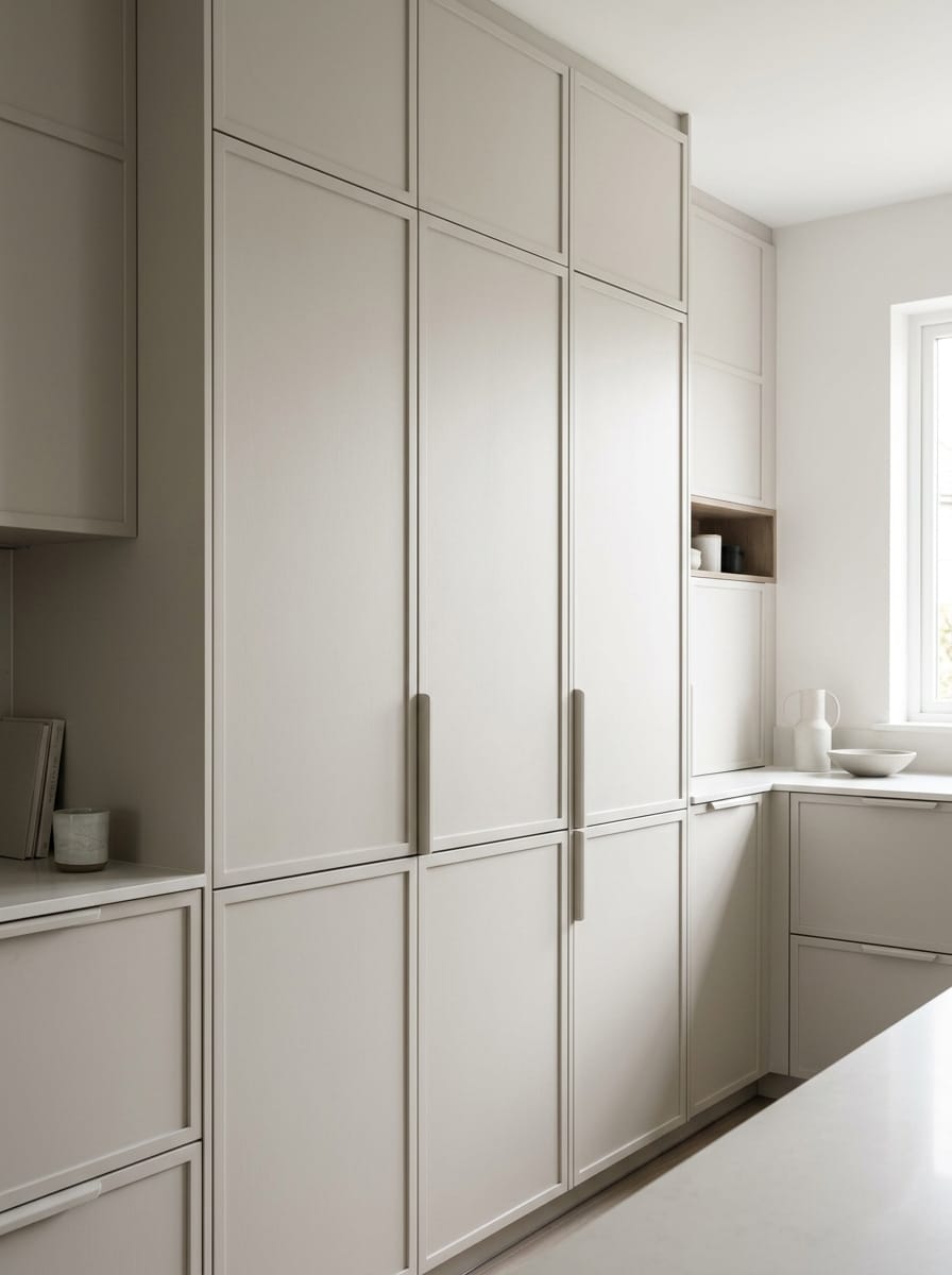 Bespoke kitchen installation, full-height cabinetry and considered storage design