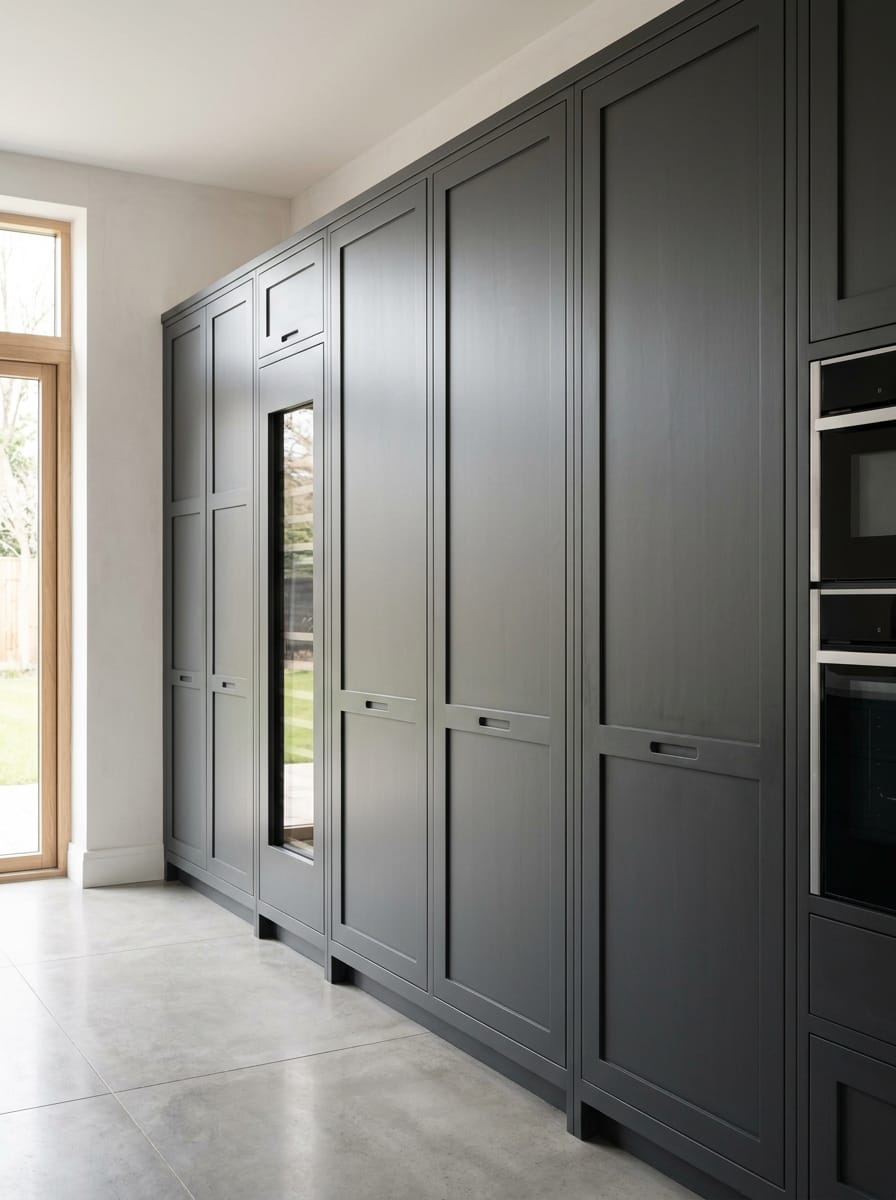 Bespoke kitchen installation, full-height cabinetry and considered storage design