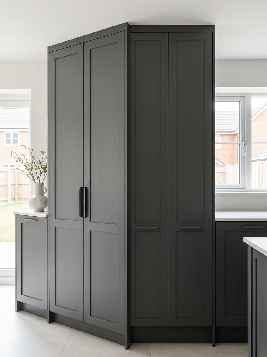 Bespoke kitchen installation, full-height cabinetry and considered storage design