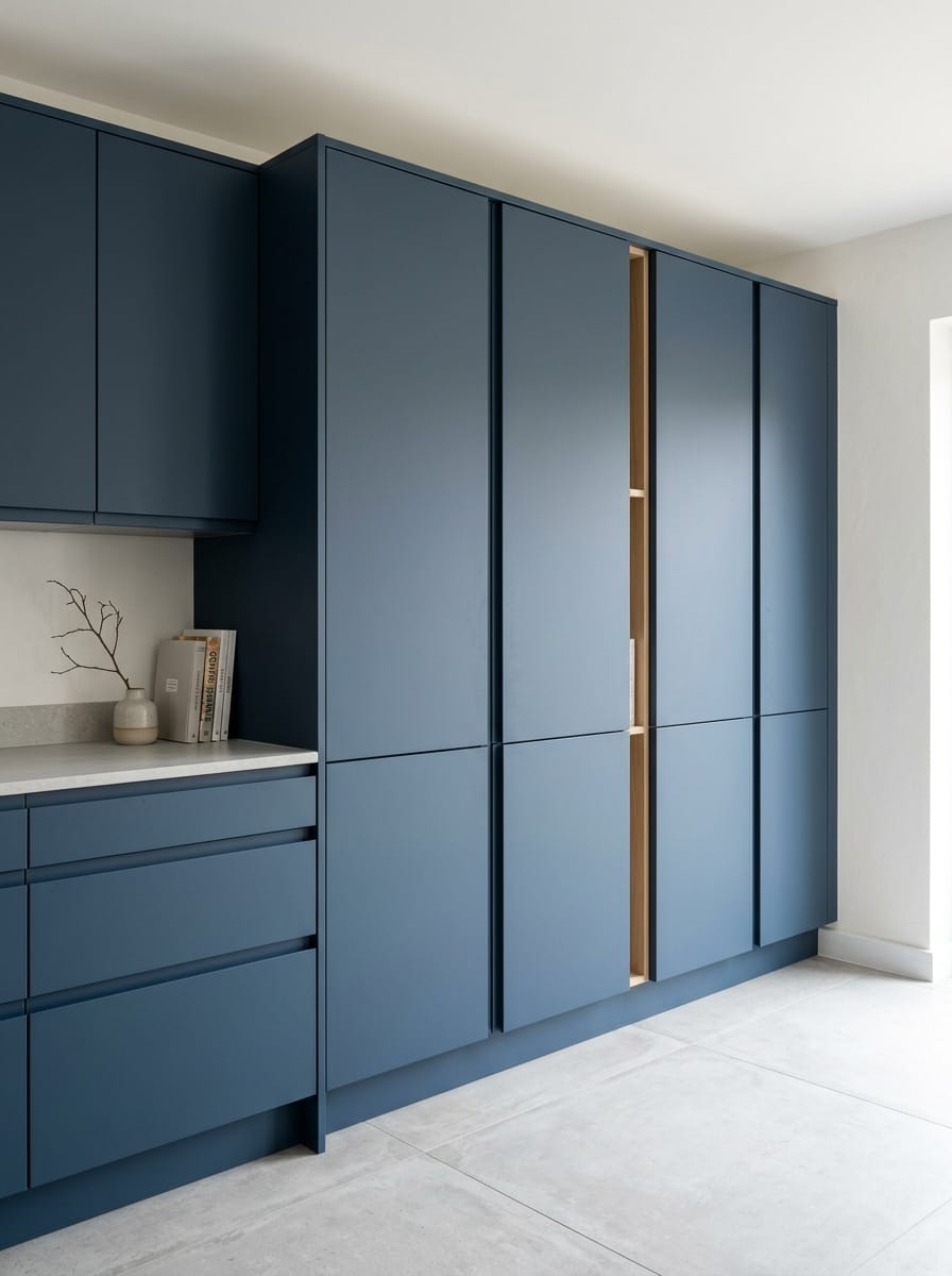 Bespoke kitchen installation, full-height cabinetry and considered storage design