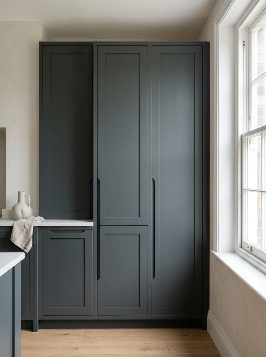 Bespoke kitchen installation, full-height cabinetry and considered storage design