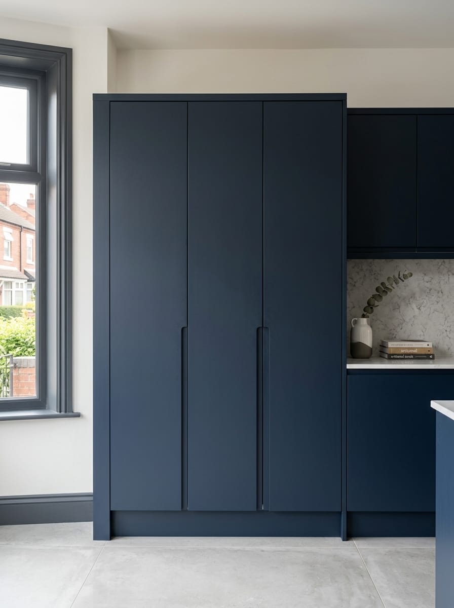 Bespoke kitchen installation, full-height cabinetry and considered storage design