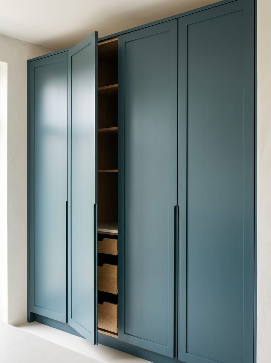 Bespoke kitchen installation, full-height cabinetry and considered storage design