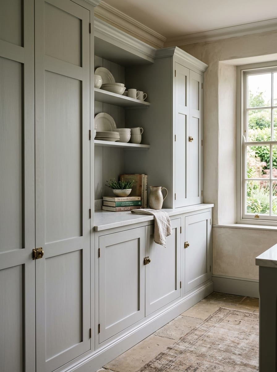 Bespoke kitchen installation — full-height cabinetry and considered storage design