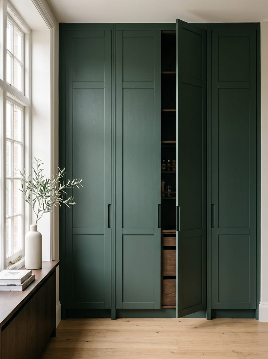 Bespoke kitchen installation, full-height cabinetry and considered storage design