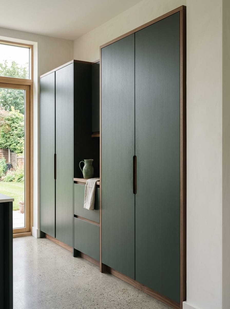 Bespoke kitchen installation, full-height cabinetry and considered storage design