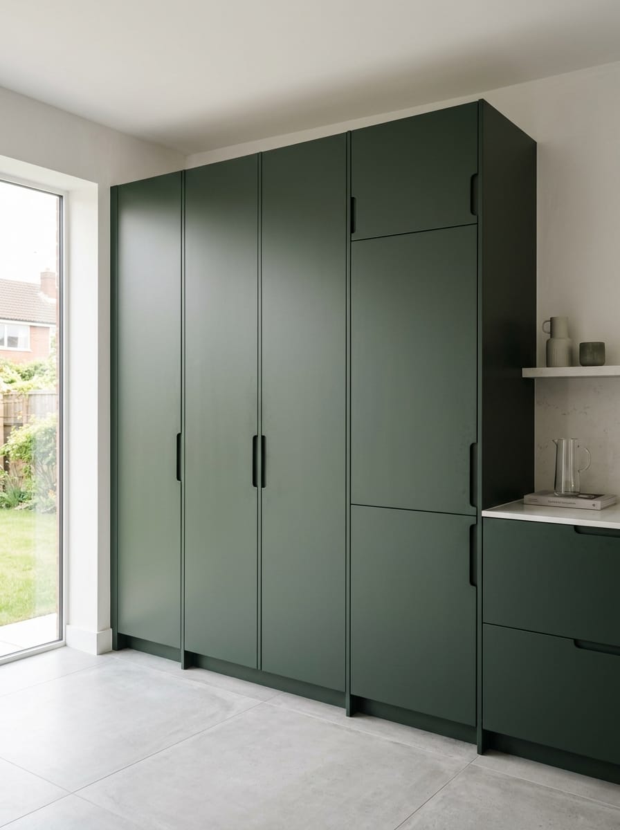 Bespoke kitchen installation, full-height cabinetry and considered storage design