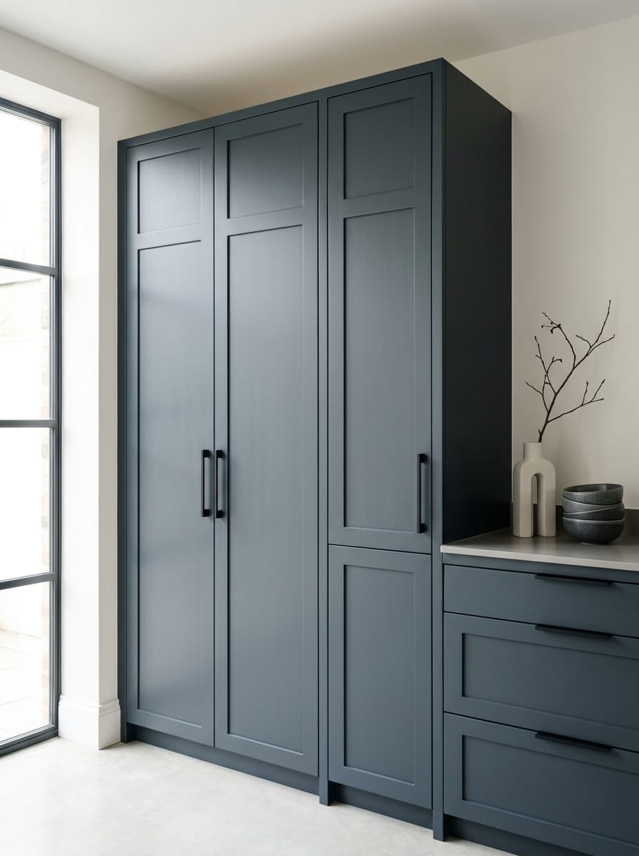 Bespoke kitchen installation, full-height cabinetry and considered storage design