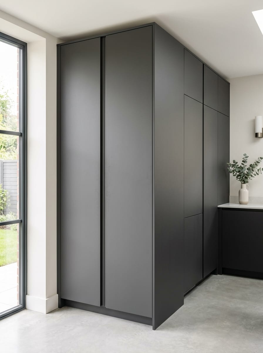 Bespoke kitchen installation, full-height cabinetry and considered storage design
