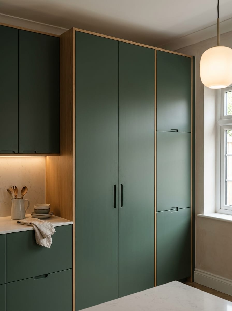 Bespoke kitchen installation, full-height cabinetry and considered storage design