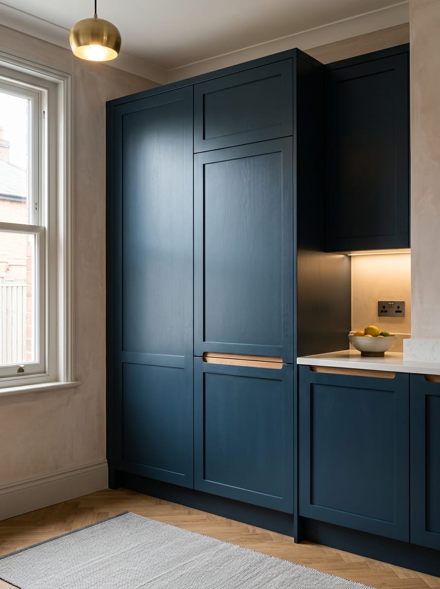 Bespoke kitchen installation, full-height cabinetry and considered storage design