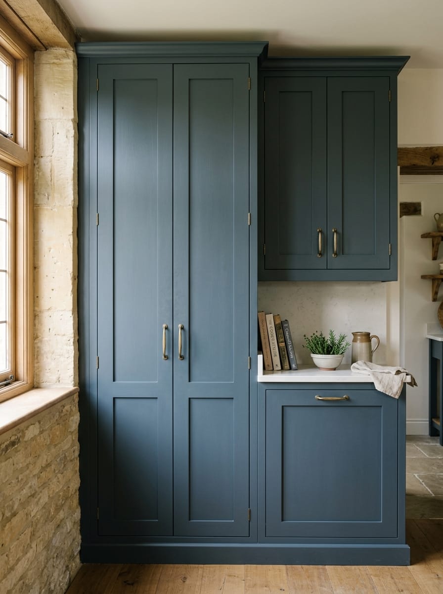 Bespoke kitchen installation — full-height cabinetry and considered storage design