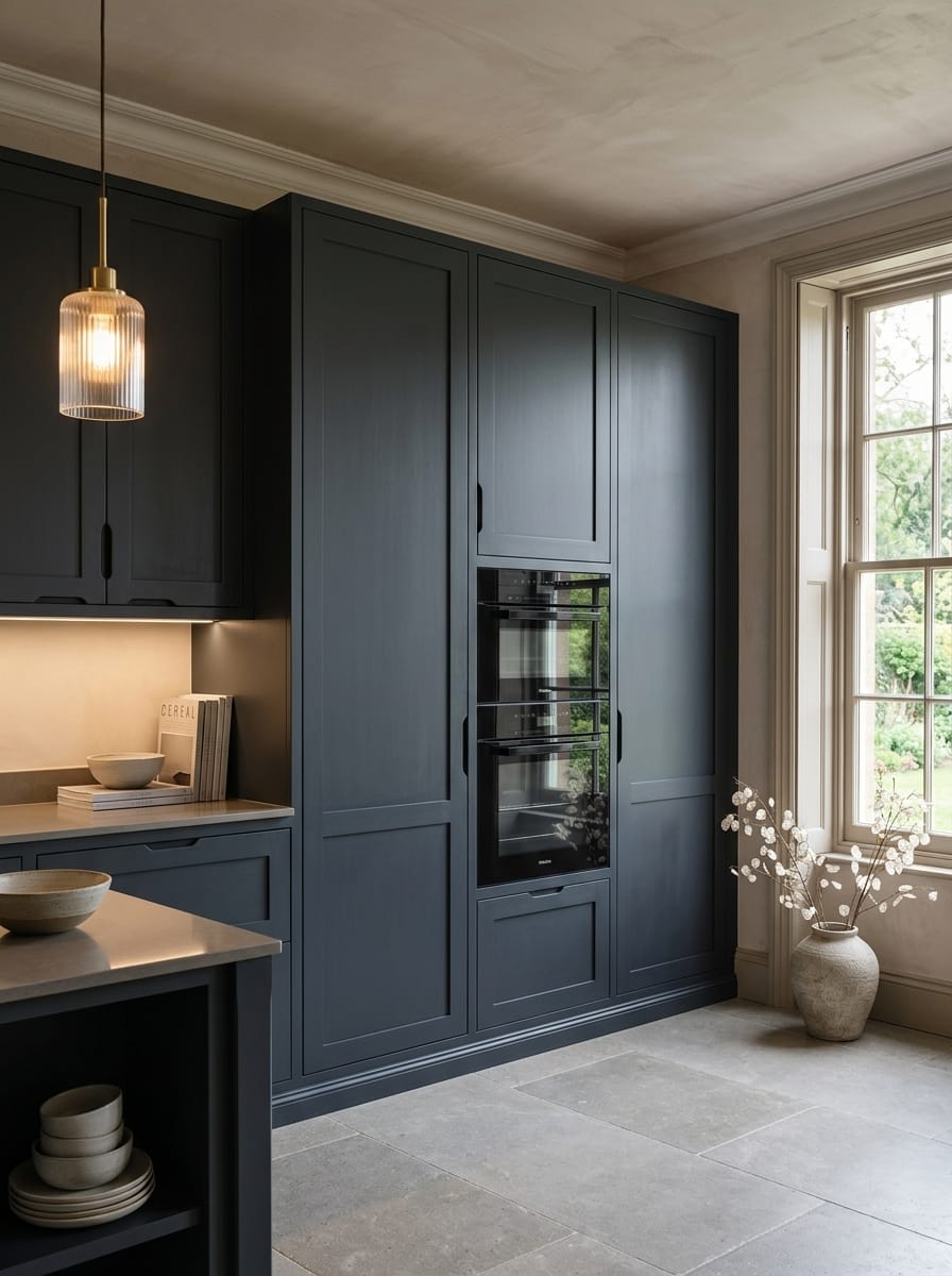Bespoke kitchen installation, full-height cabinetry and considered storage design