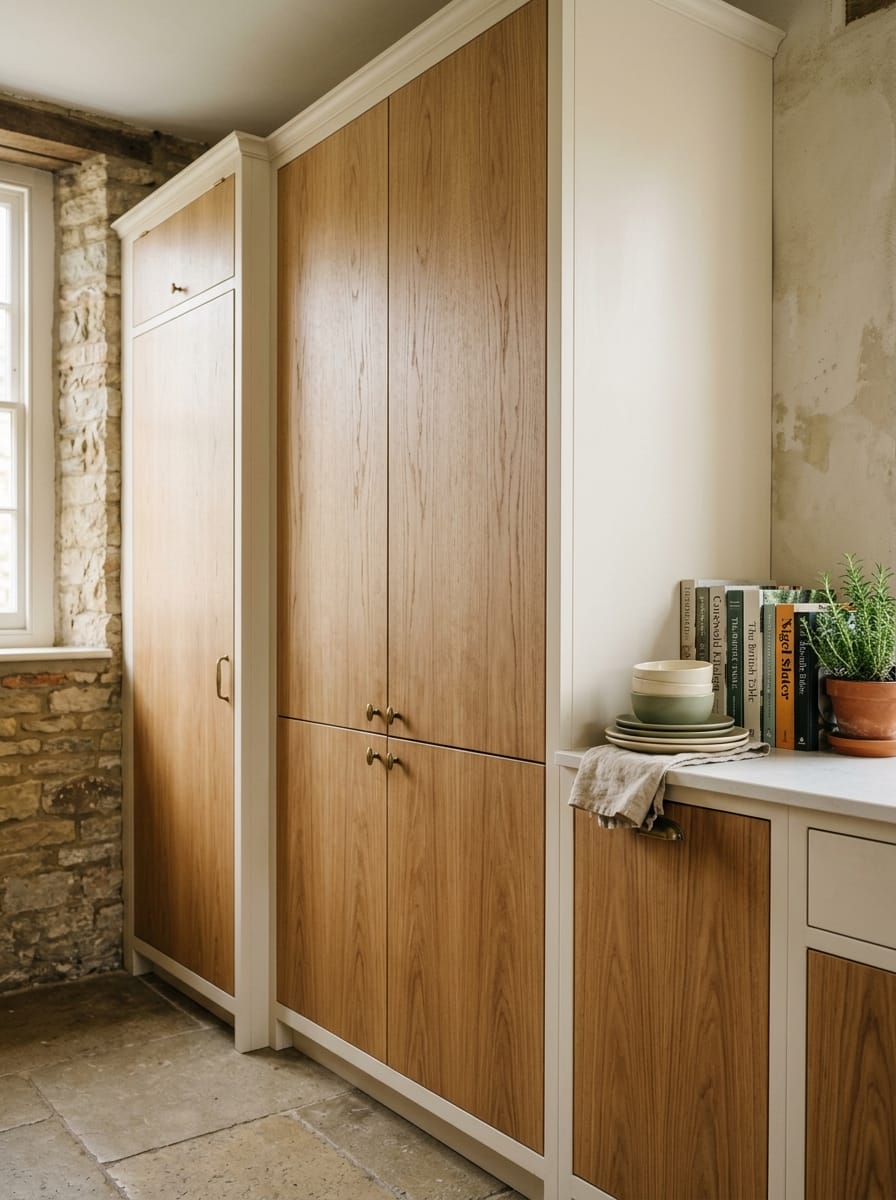 Bespoke kitchen installation — full-height cabinetry and considered storage design