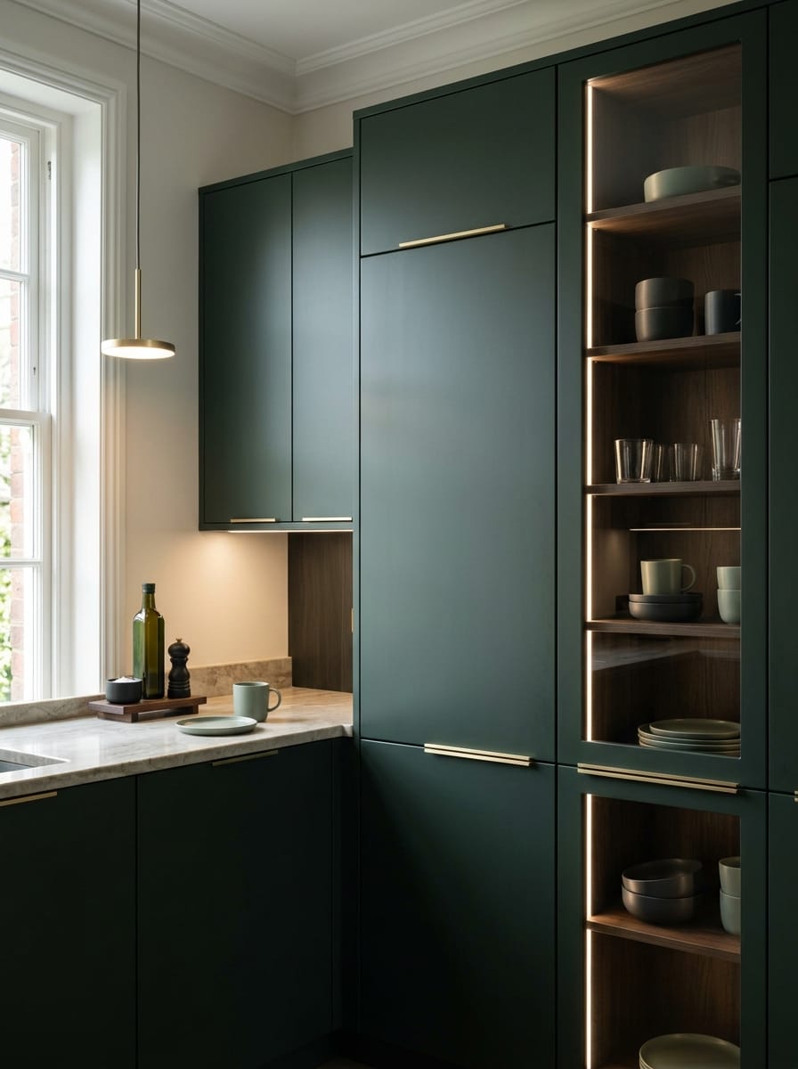Bespoke kitchen installation, full-height cabinetry and considered storage design