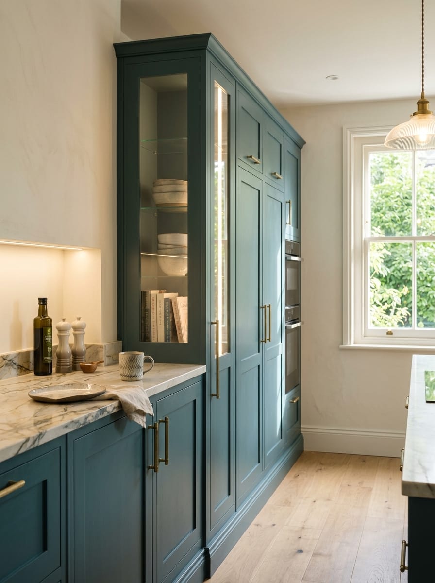 Bespoke kitchen installation, full-height cabinetry and considered storage design