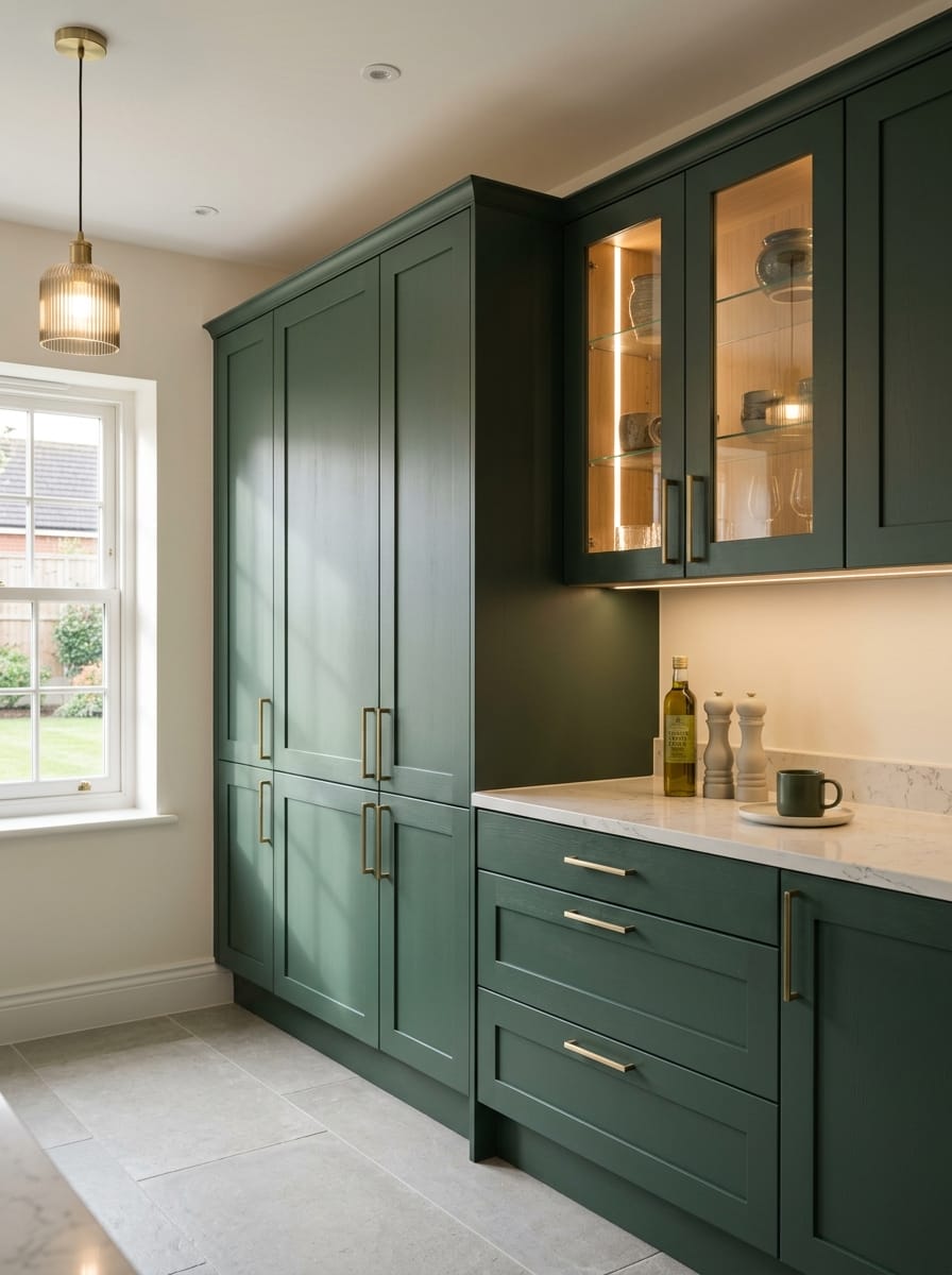 Bespoke kitchen installation, full-height cabinetry and considered storage design