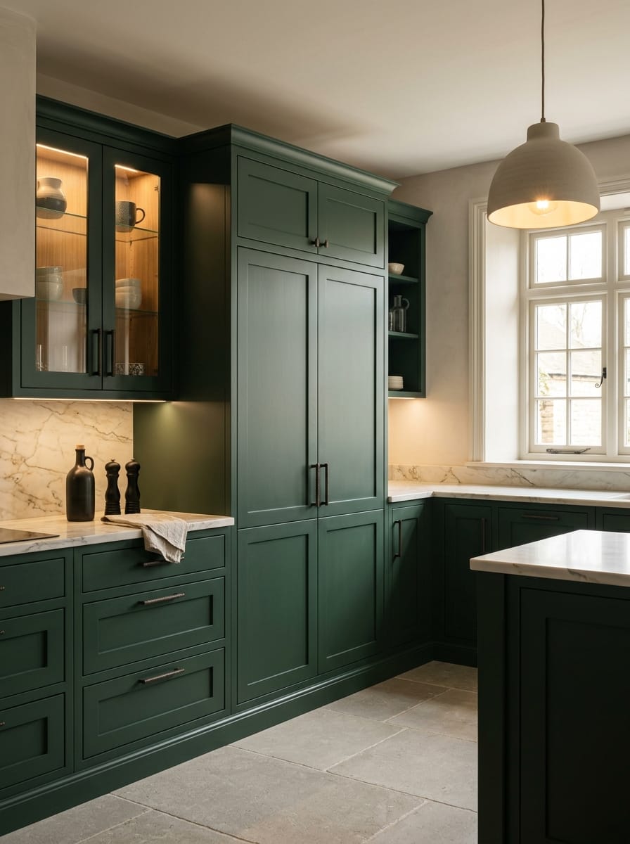 Bespoke kitchen installation, full-height cabinetry and considered storage design