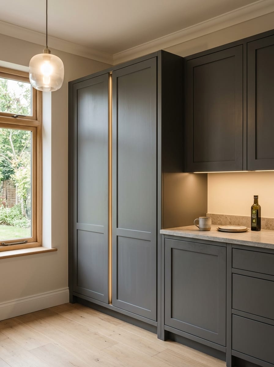 Bespoke kitchen installation, full-height cabinetry and considered storage design