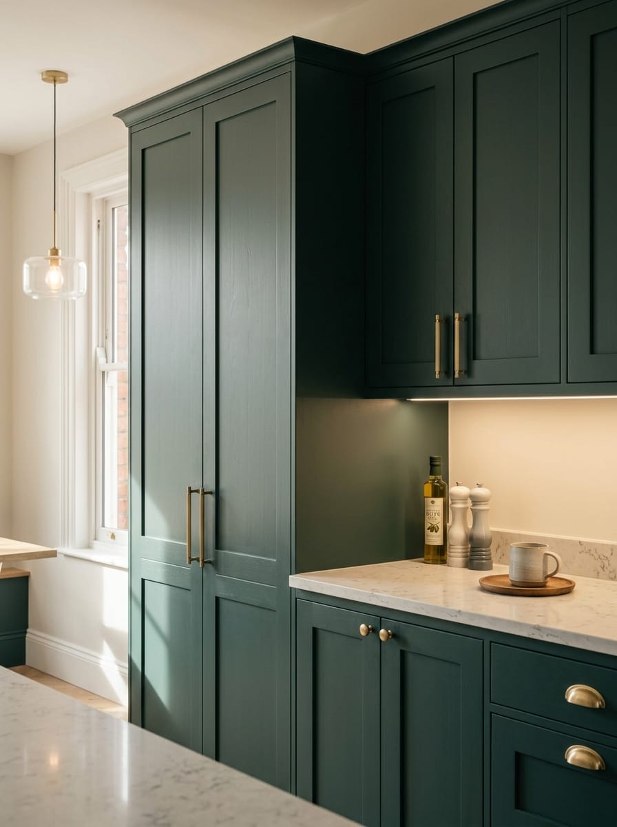 Bespoke kitchen installation, full-height cabinetry and considered storage design