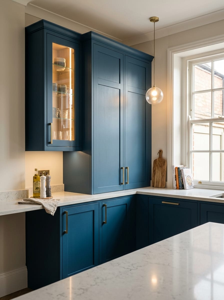 Bespoke kitchen installation, full-height cabinetry and considered storage design