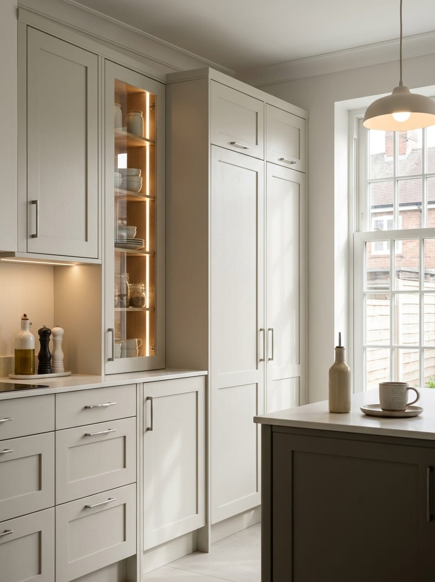 Bespoke kitchen installation, full-height cabinetry and considered storage design