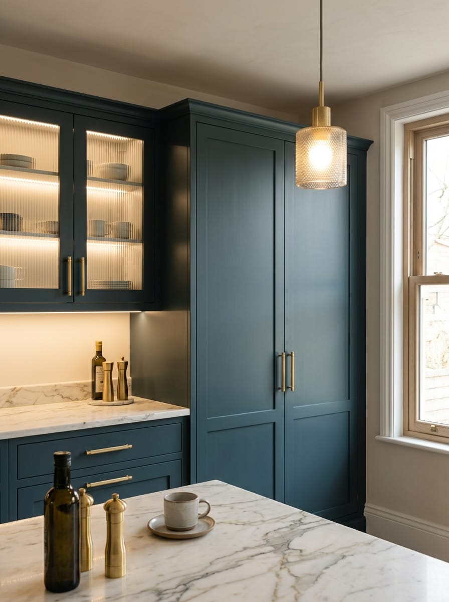 Bespoke kitchen installation, full-height cabinetry and considered storage design
