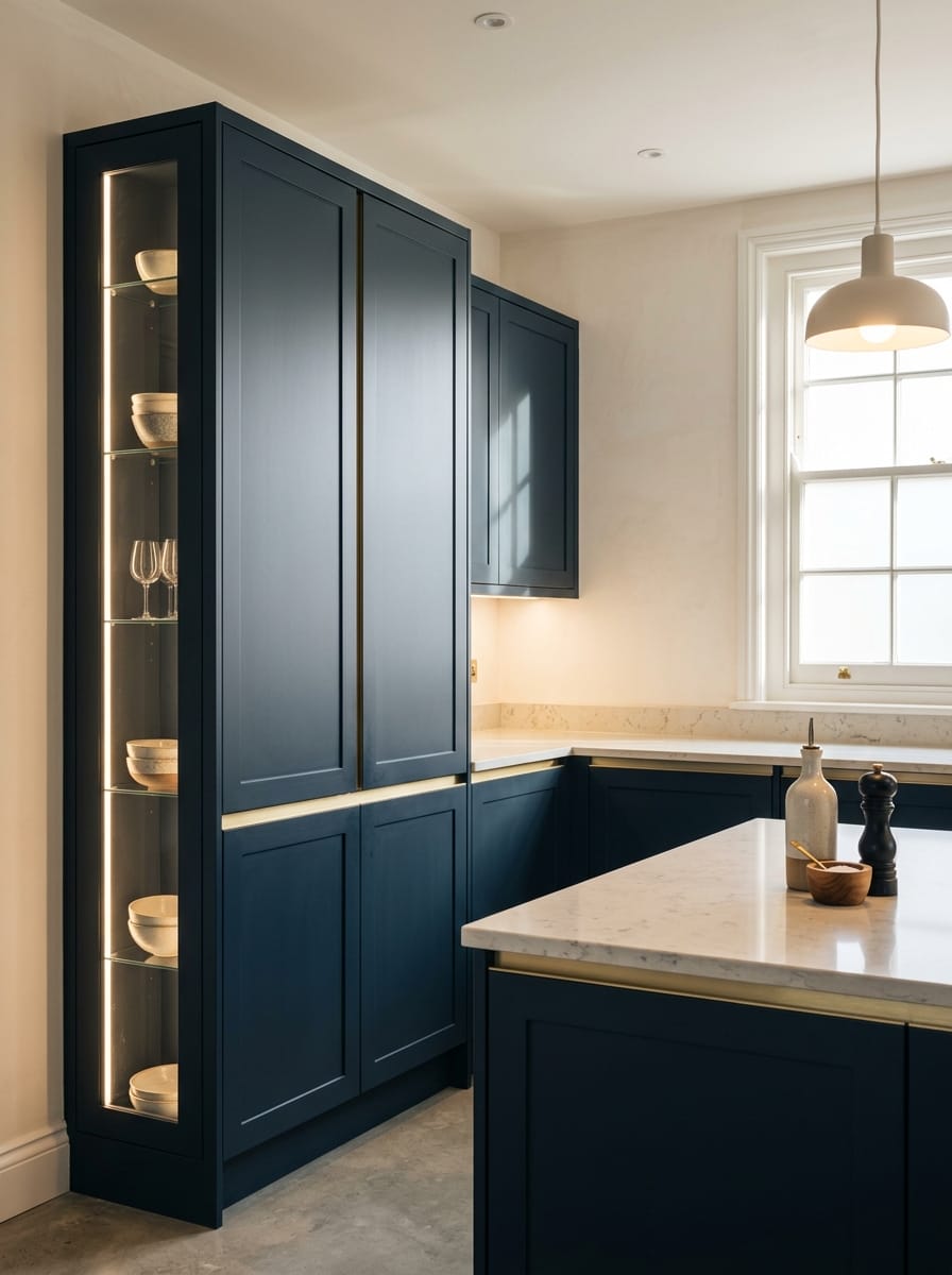 Bespoke kitchen installation, full-height cabinetry and considered storage design