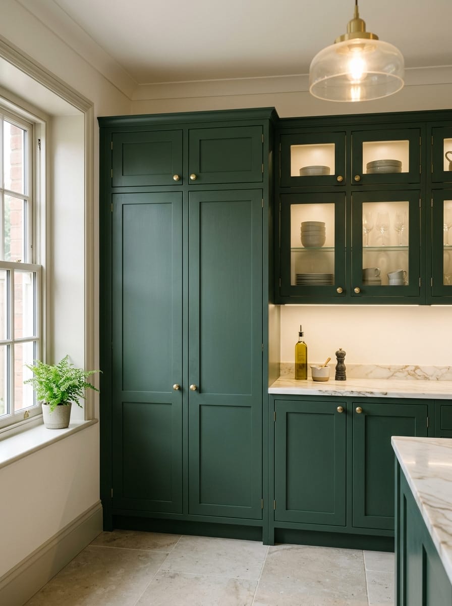 Bespoke kitchen installation, full-height cabinetry and considered storage design