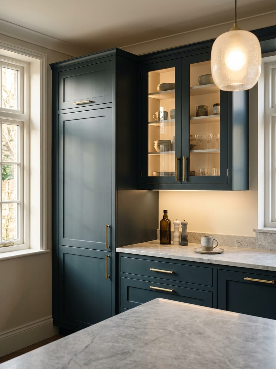 Bespoke kitchen installation, full-height cabinetry and considered storage design