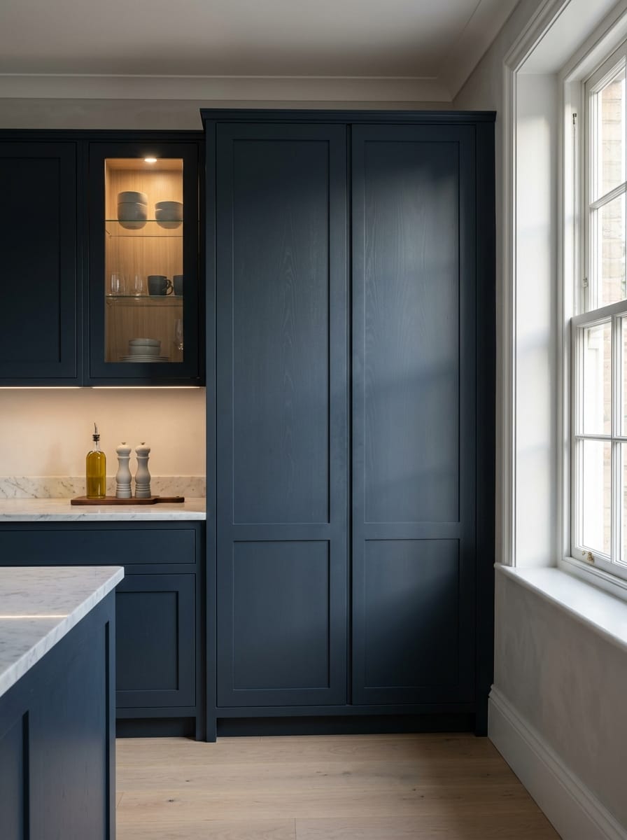 Bespoke kitchen installation, full-height cabinetry and considered storage design