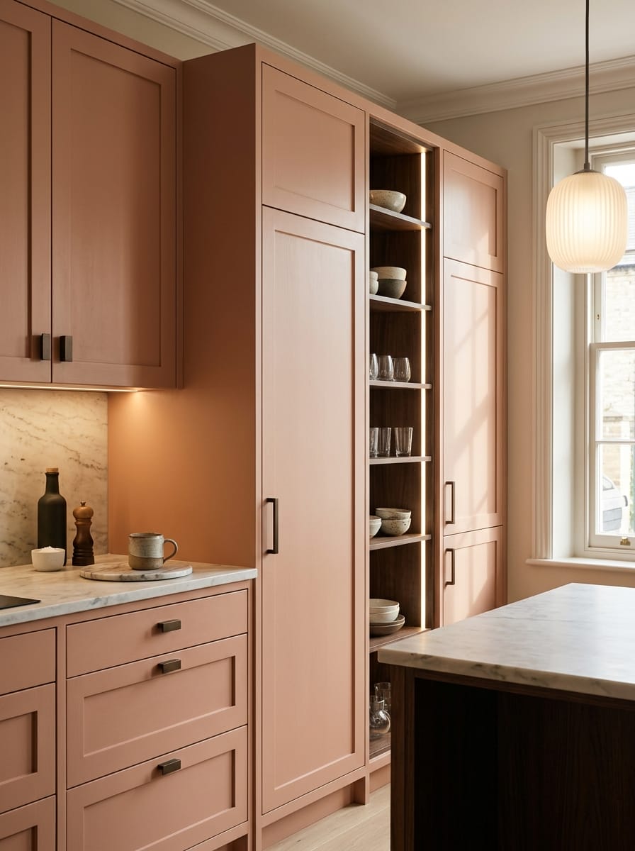 Bespoke kitchen installation, full-height cabinetry and considered storage design