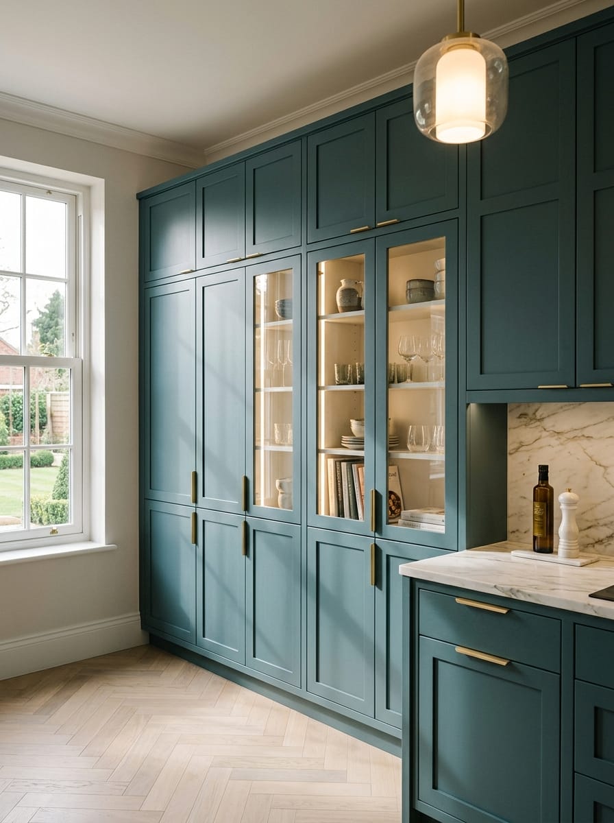 Bespoke kitchen installation, full-height cabinetry and considered storage design