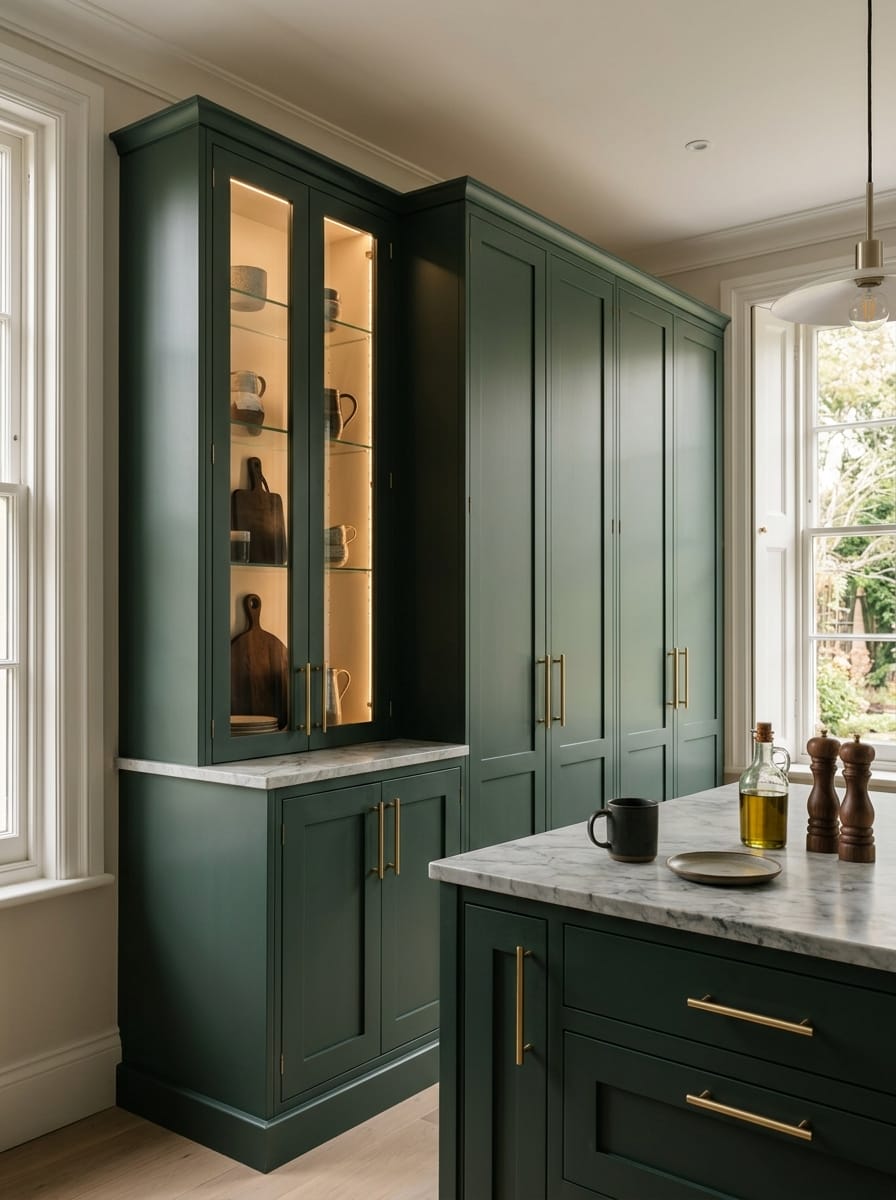 Bespoke kitchen installation, full-height cabinetry and considered storage design