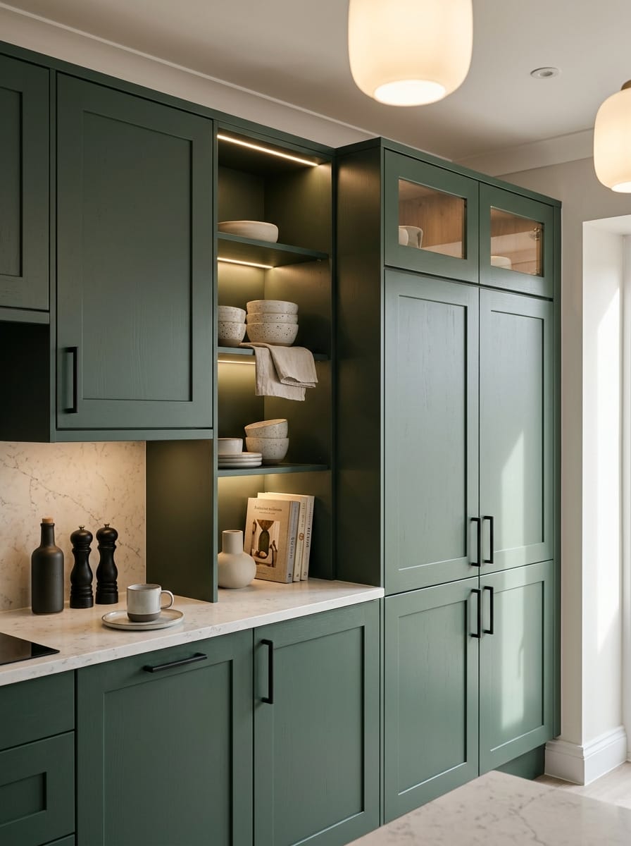 Bespoke kitchen installation, full-height cabinetry and considered storage design