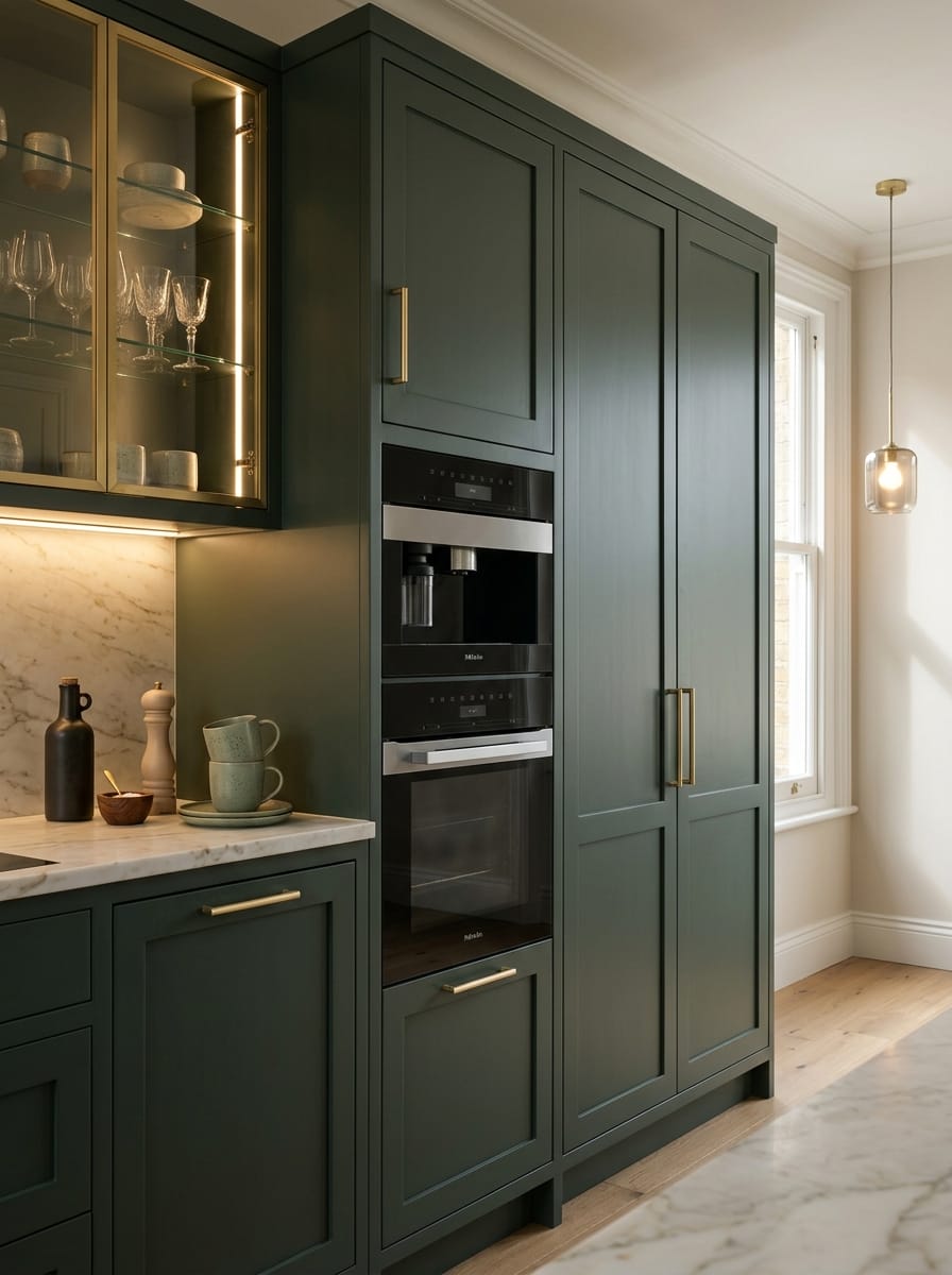 Bespoke kitchen installation, full-height cabinetry and considered storage design