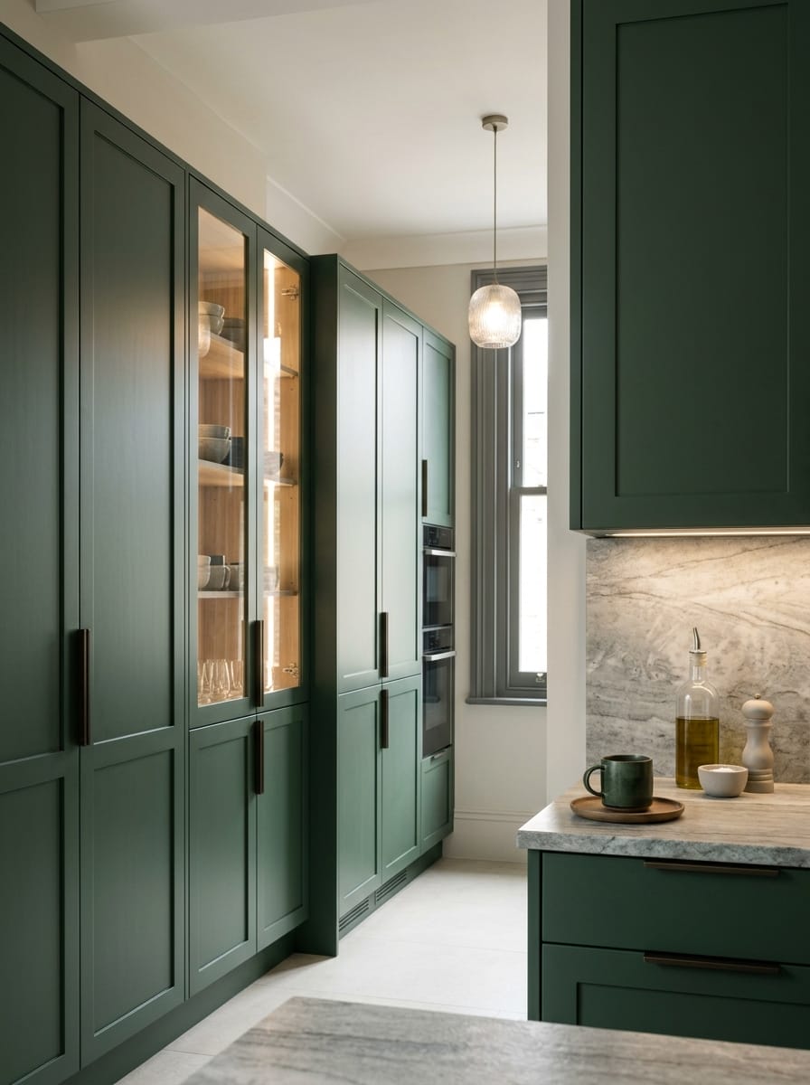 Bespoke kitchen installation, full-height cabinetry and considered storage design